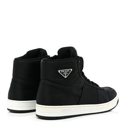 Prada Re-Nylon Gabardine Metal Triangle Logo Mens High Top Sneakers 8 Black 4 of 10