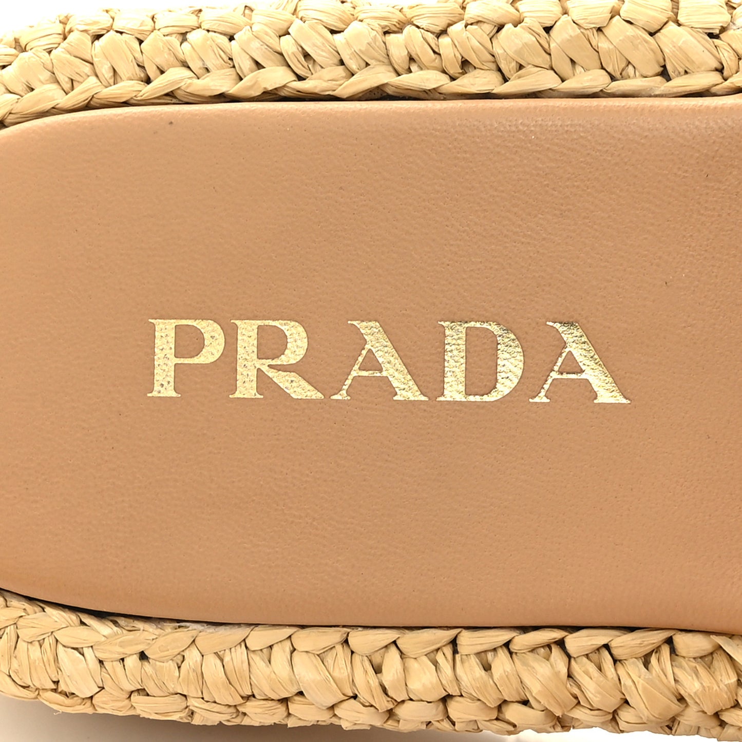 Raffia Metal Triangle Logo Woven Flatform 35mm Slide Sandals 37 Naturale