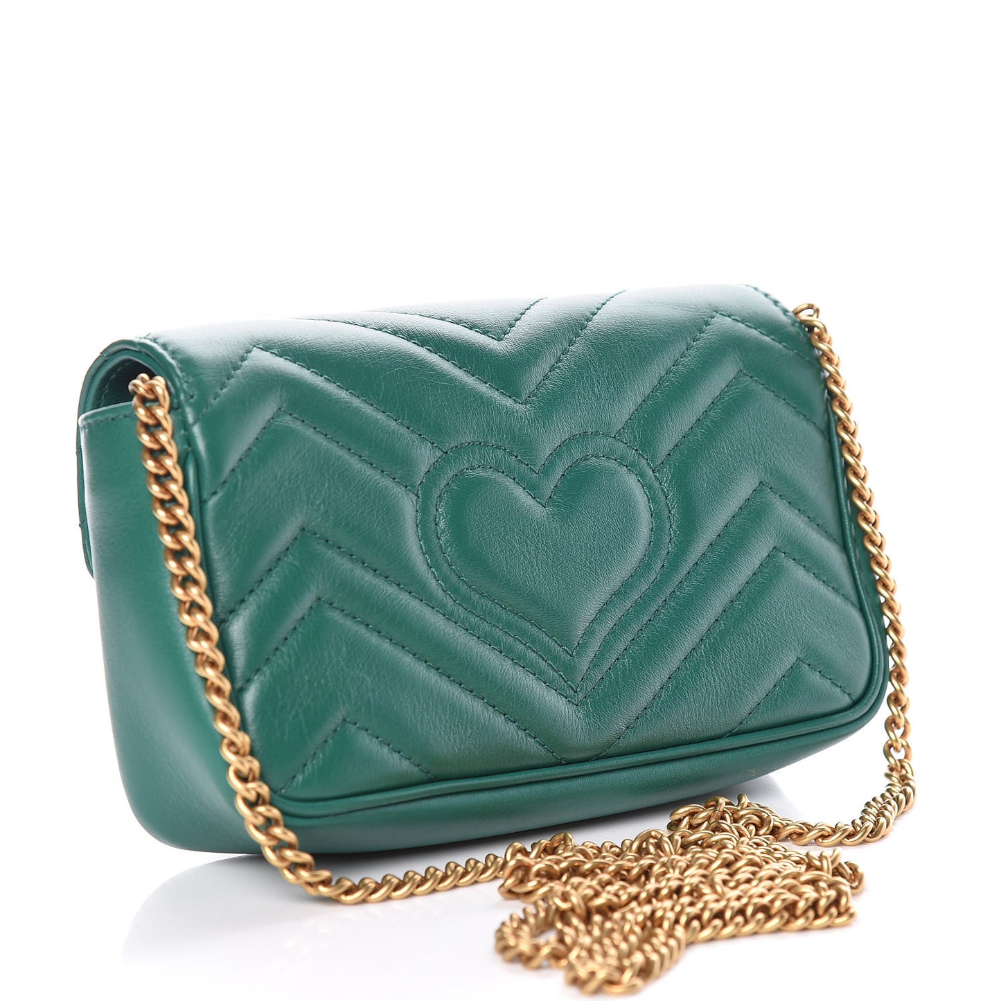 Calfskin Matelasse Super Mini GG Marmont Shoulder Bag Emerald Green