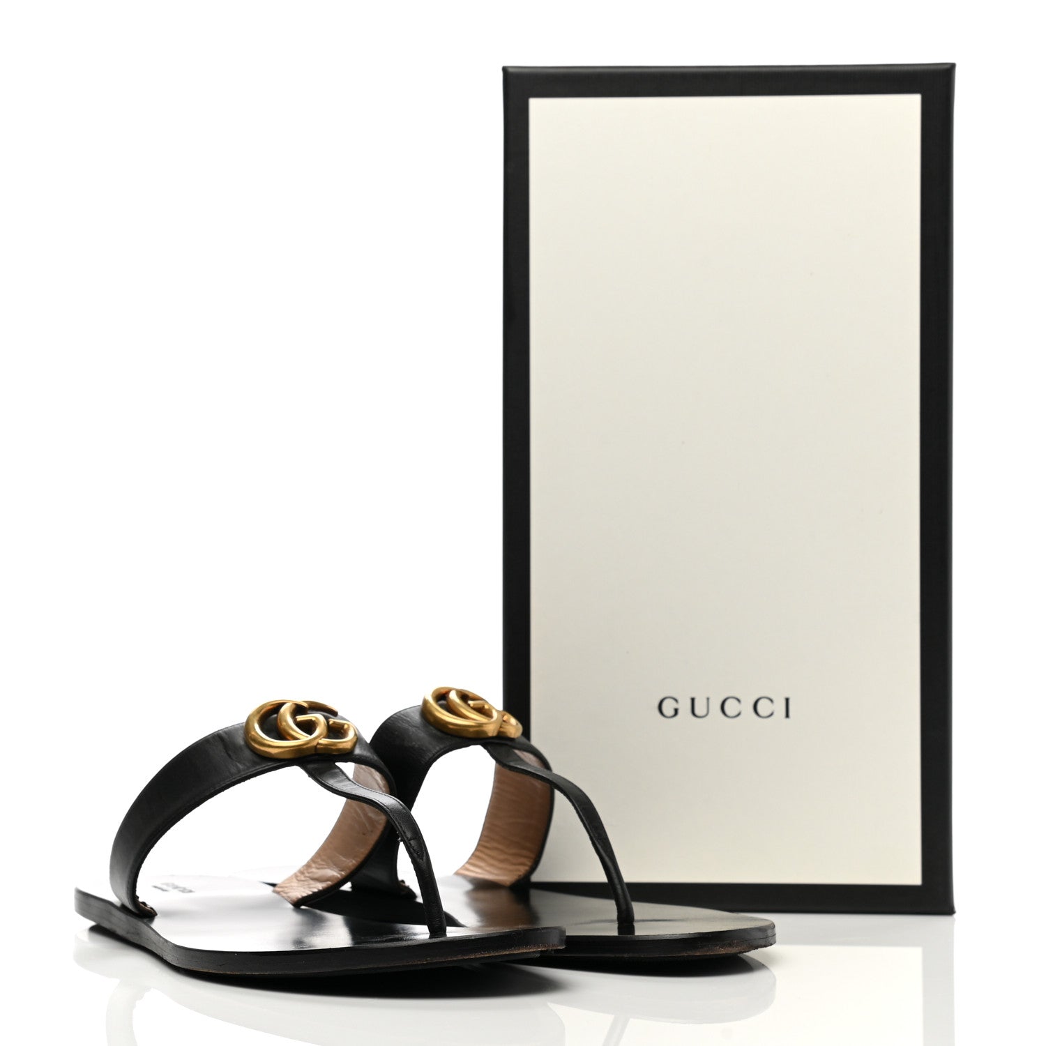 Gucci Calfskin GG Marmont Thong Sandals 40 Black 17 of 17