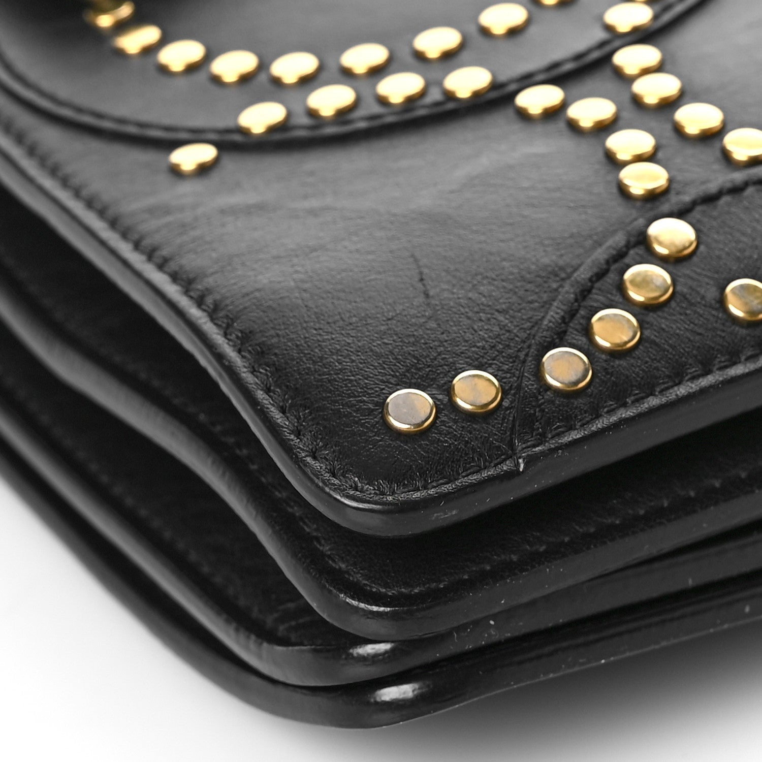 Chloe Calfskin Suede Studded Medium Faye Shoulder Bag Black 6 of 10