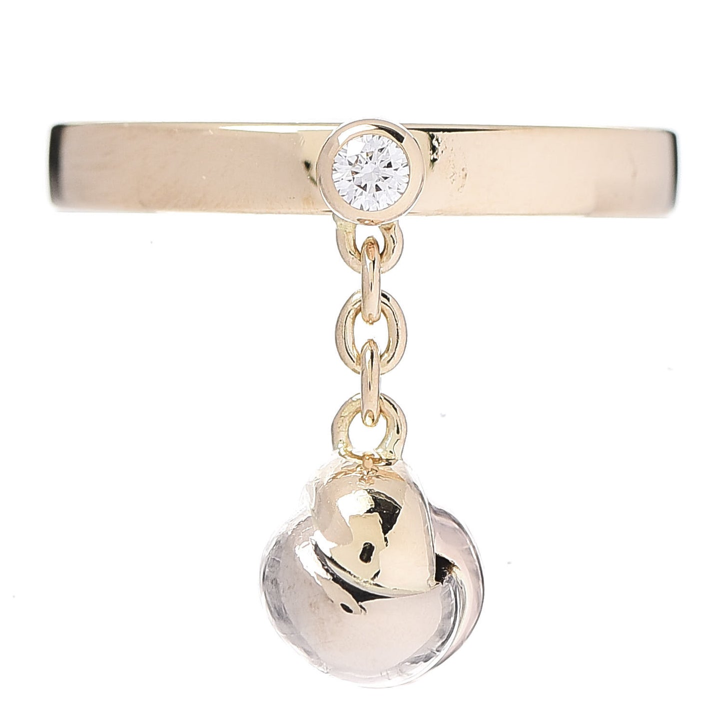 18K Pink Yellow White Gold Diamond Trinity Knot Charm Ring 49 4.75