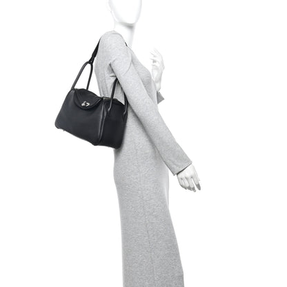 Hermes Taurillon Clemence Lindy 26 Black 2 of 10