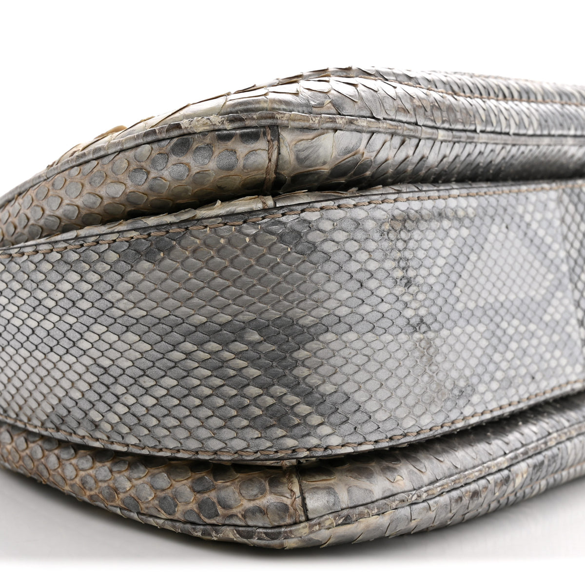 Metallic Snakeskin Medium New Bamboo Top Handle Bag Silver Multicolor