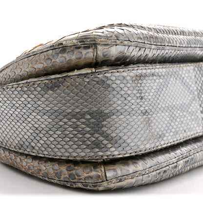 Gucci Metallic Snakeskin Medium New Bamboo Top Handle Bag Silver Multicolor 9 of 15