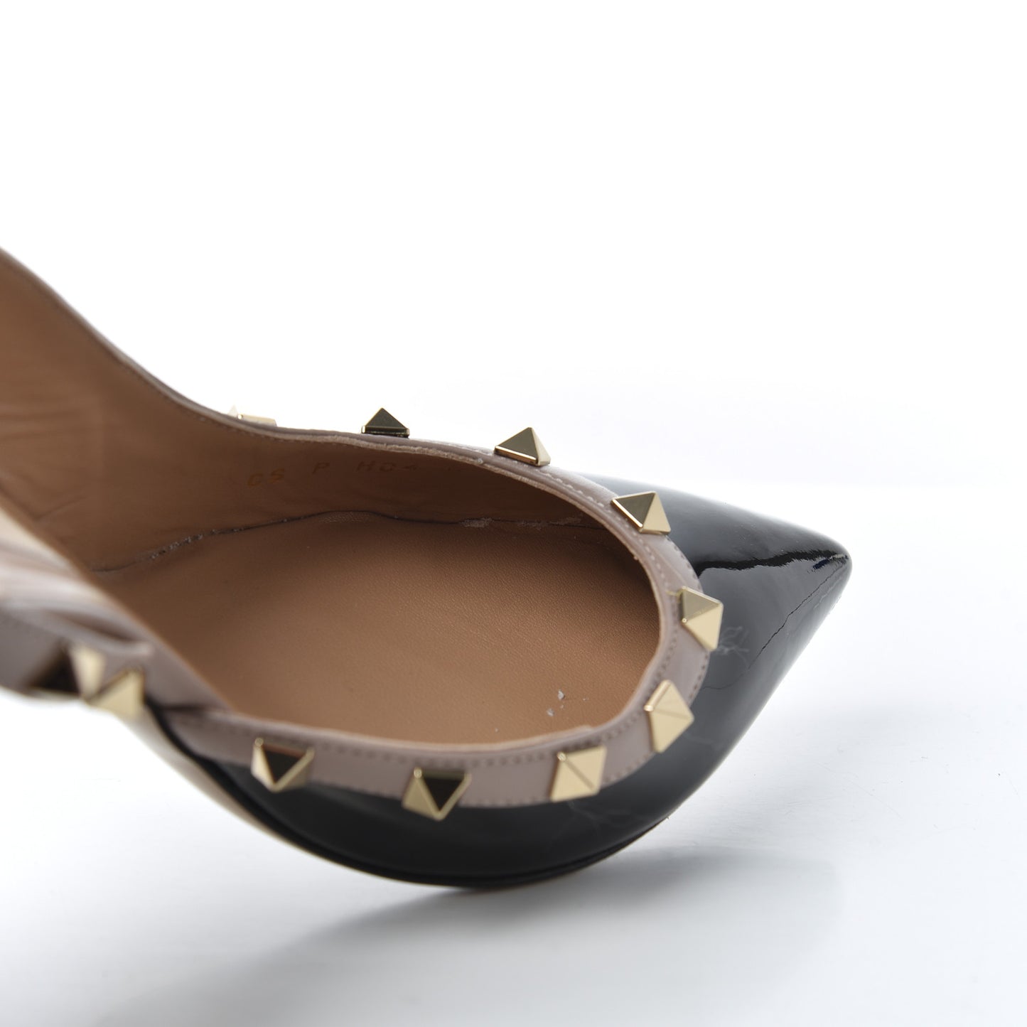 Patent Rockstud Half D'Orsay Slingback 85mm Pumps 38 Black Poudre