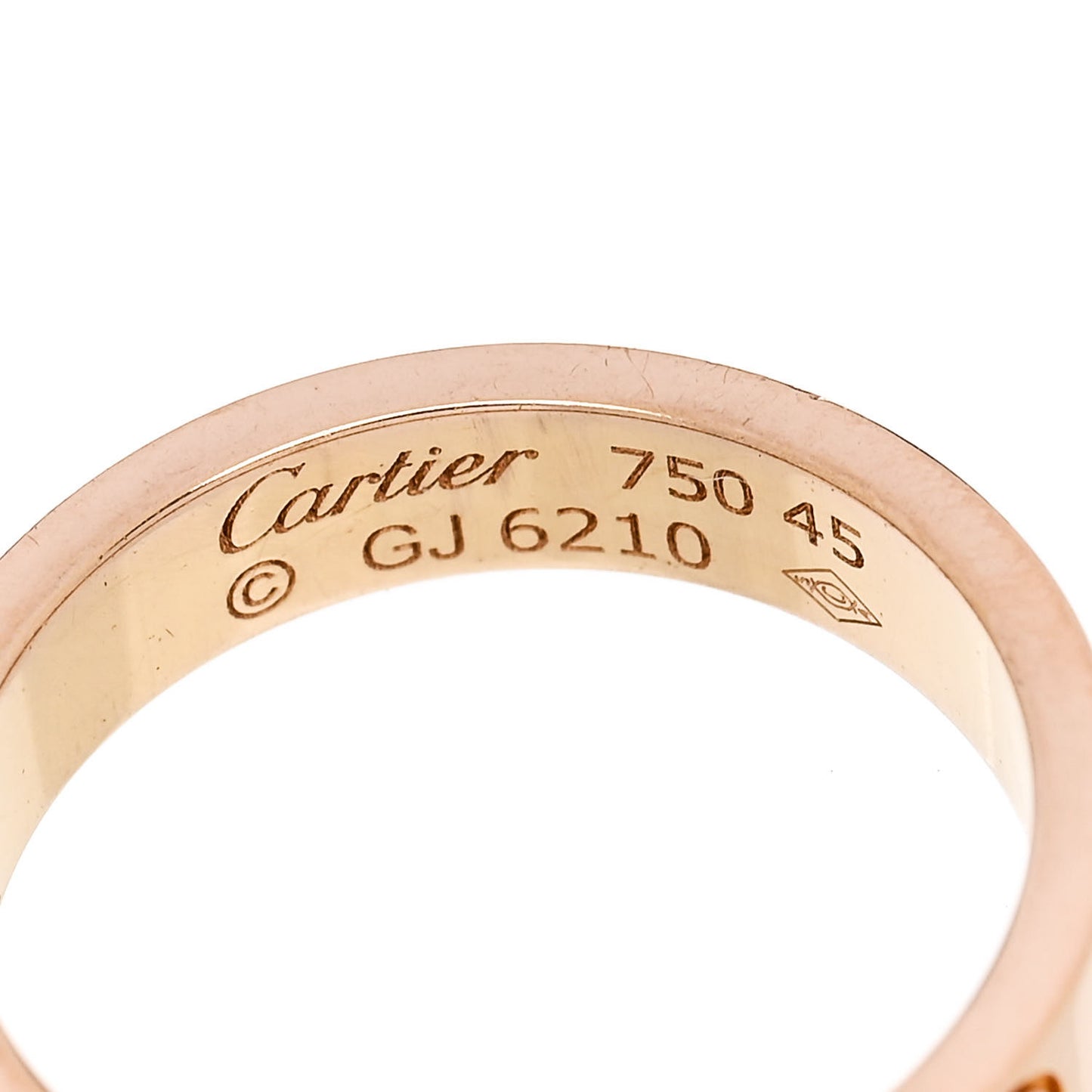 18K Pink Gold 3.5mm LOVE Wedding Band Ring 45 3.25