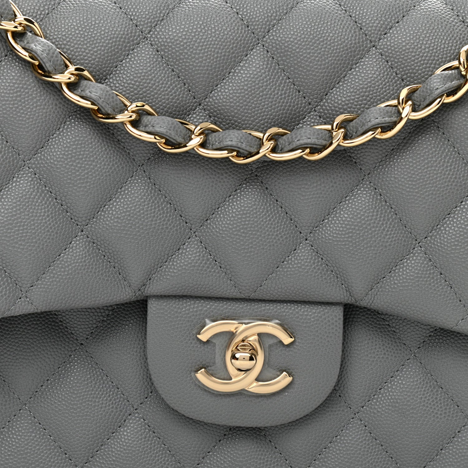 Chanel Caviar Quilted Jumbo Double Flap Grey 7 of 10