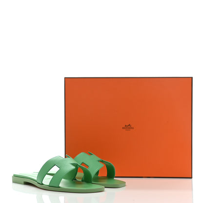 Hermes Epsom Oran Sandals 36.5 Vert Pomme 9 of 9