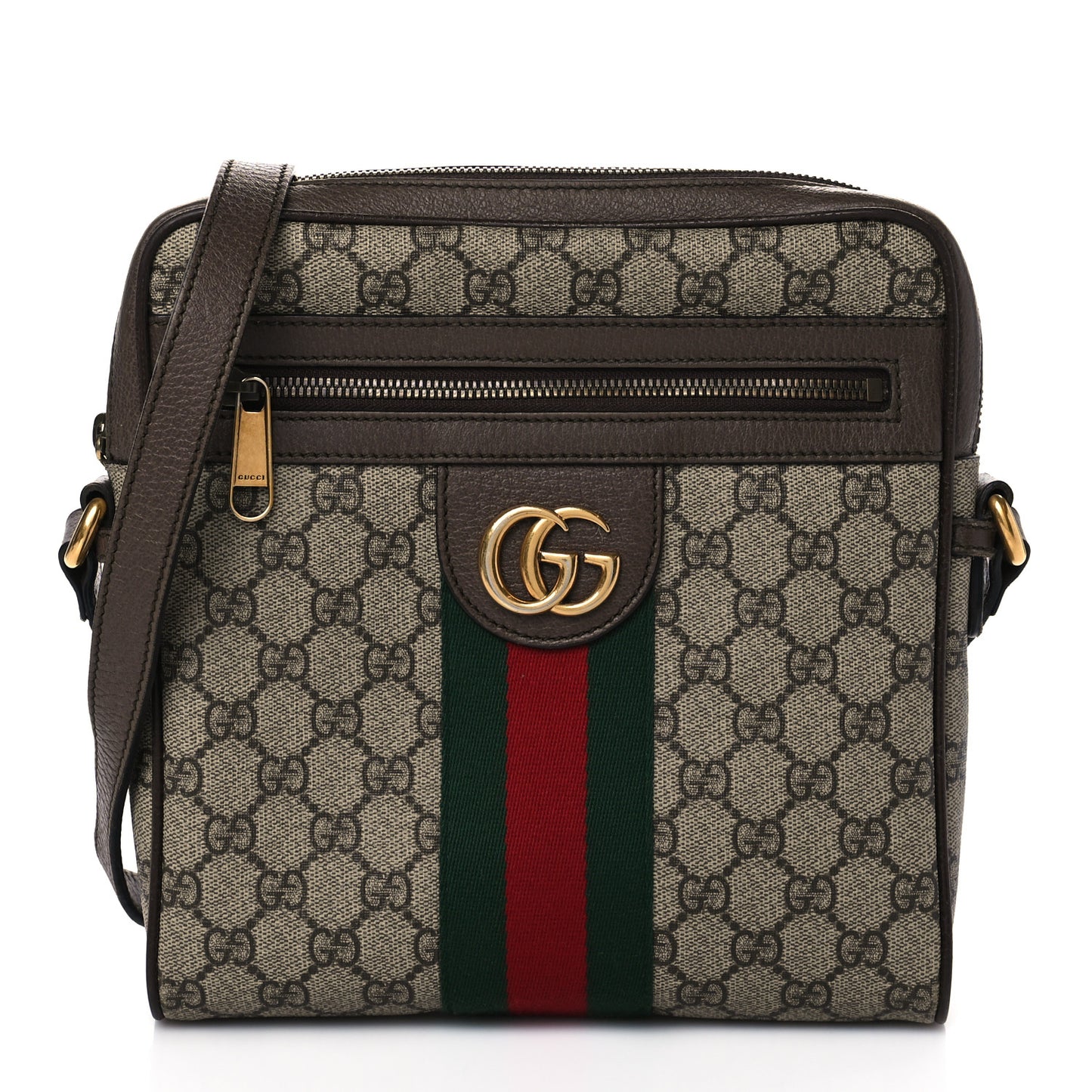 GG Supreme Monogram Web Small Ophidia Messenger Bag Brown