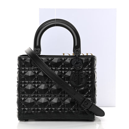 Christian Dior Calfskin Cannage Diamond Cannage Medium Lady Dior Black 12 of 12