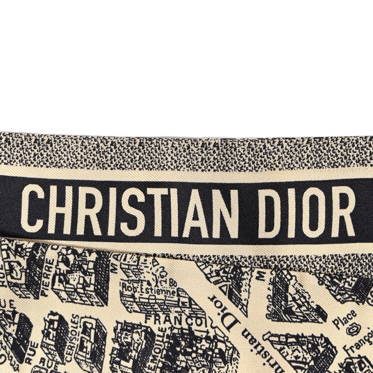 Christian Dior Silk Plan De Paris Mitzah Scarf Beige Black 1455403
