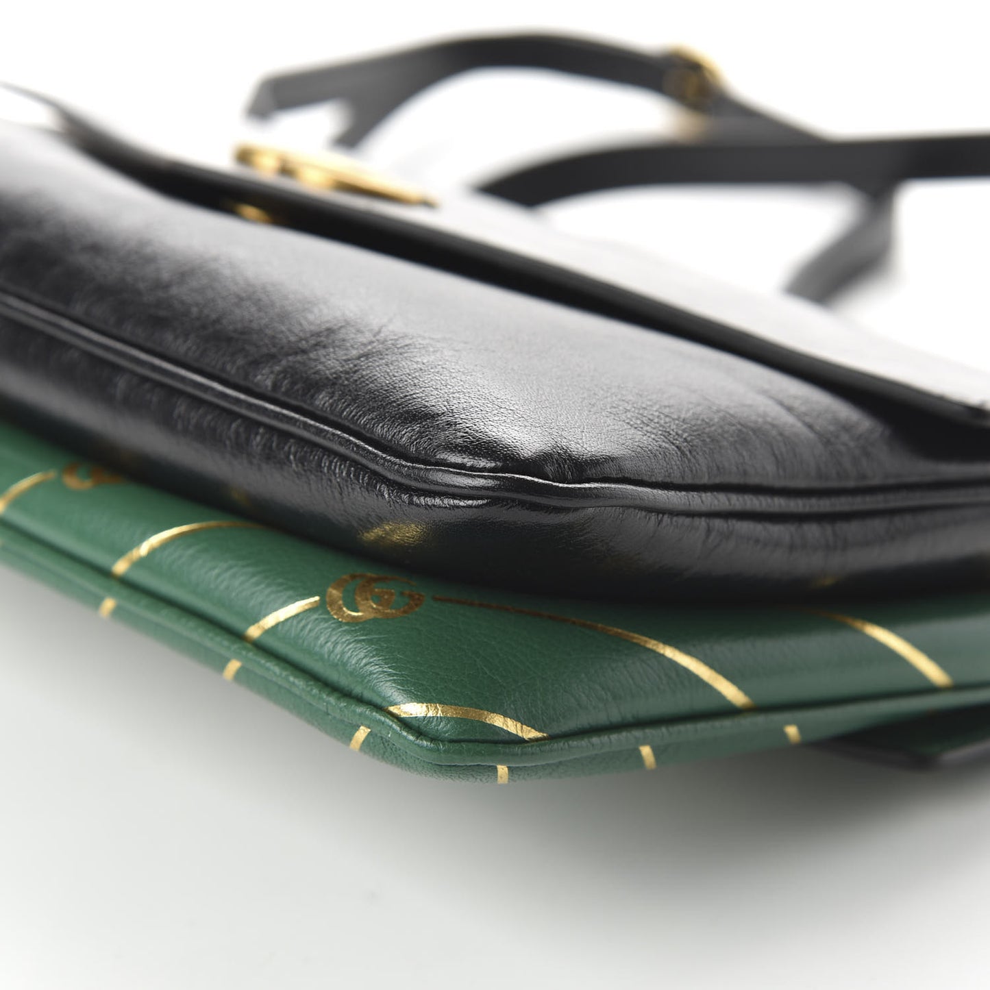 Calfskin Diagonal GG Medium Thiara Double Envelope Shoulder Bag Emerald Green Black