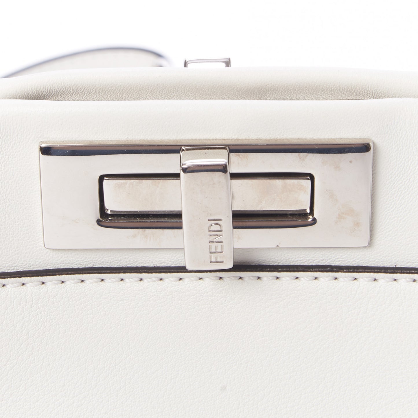 Vitello Seta Century Nappa Whipstitch Medium Peekaboo Iconic Satchel White
