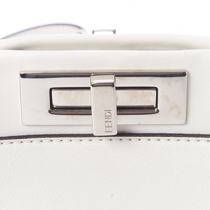 Fendi Vitello Seta Century Nappa Whipstitch Medium Peekaboo Iconic Satchel White 8 of 9