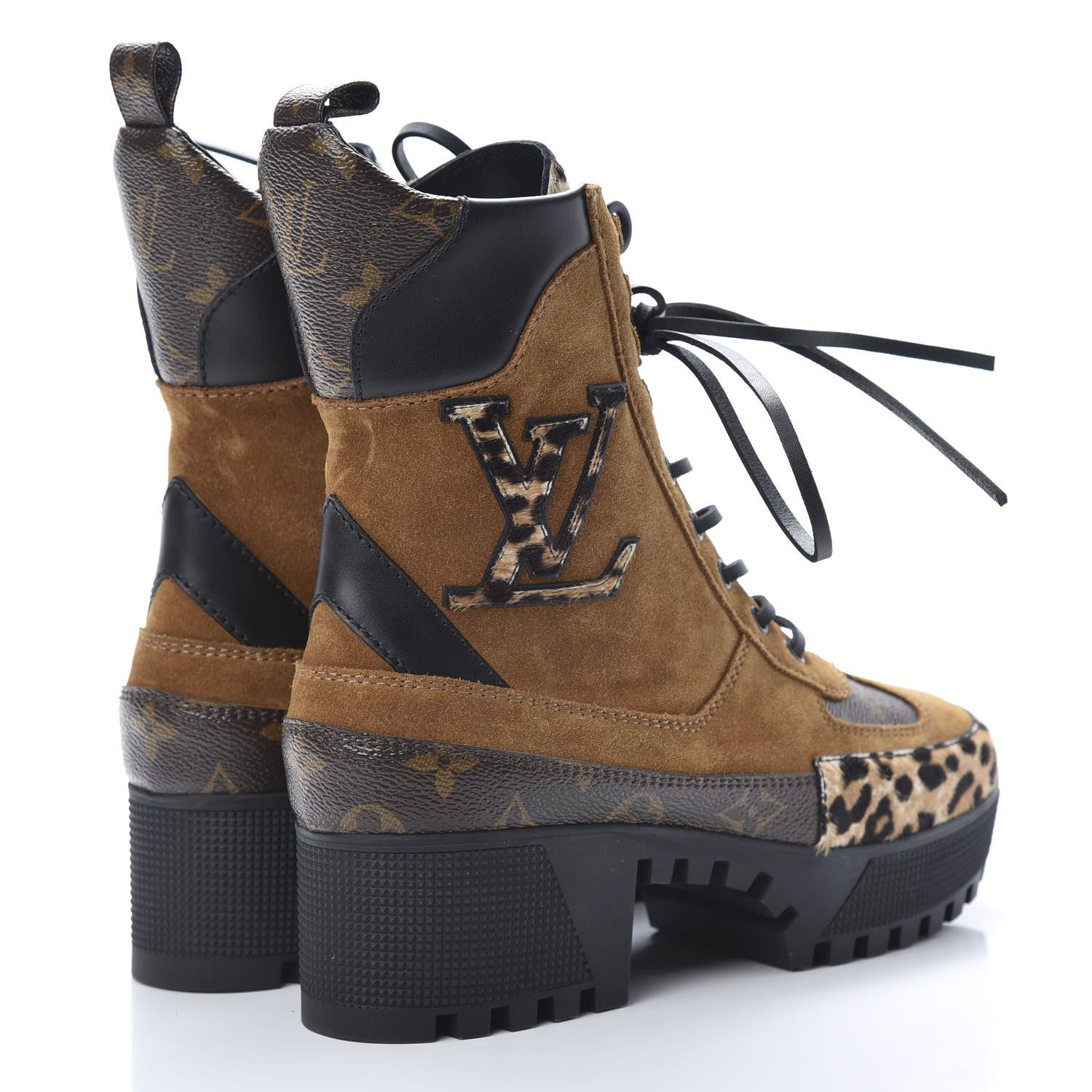 Louis Vuitton Suede Calfskin Monogram Laureate Platform Desert Boots 38 Cognac 4 of 7