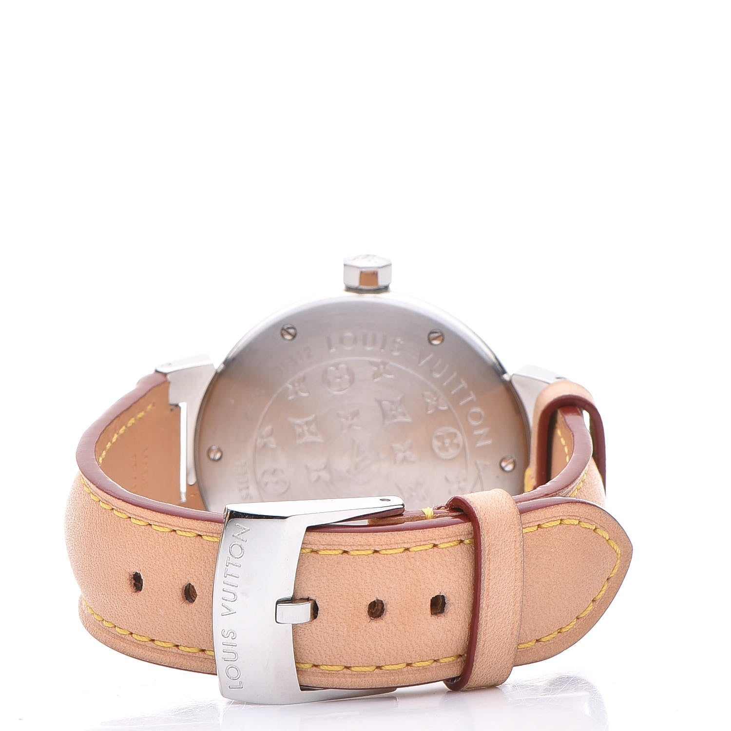 Louis Vuitton Stainless Steel Vachetta 34mm Tambour Quartz Watch Champagne 4 of 9