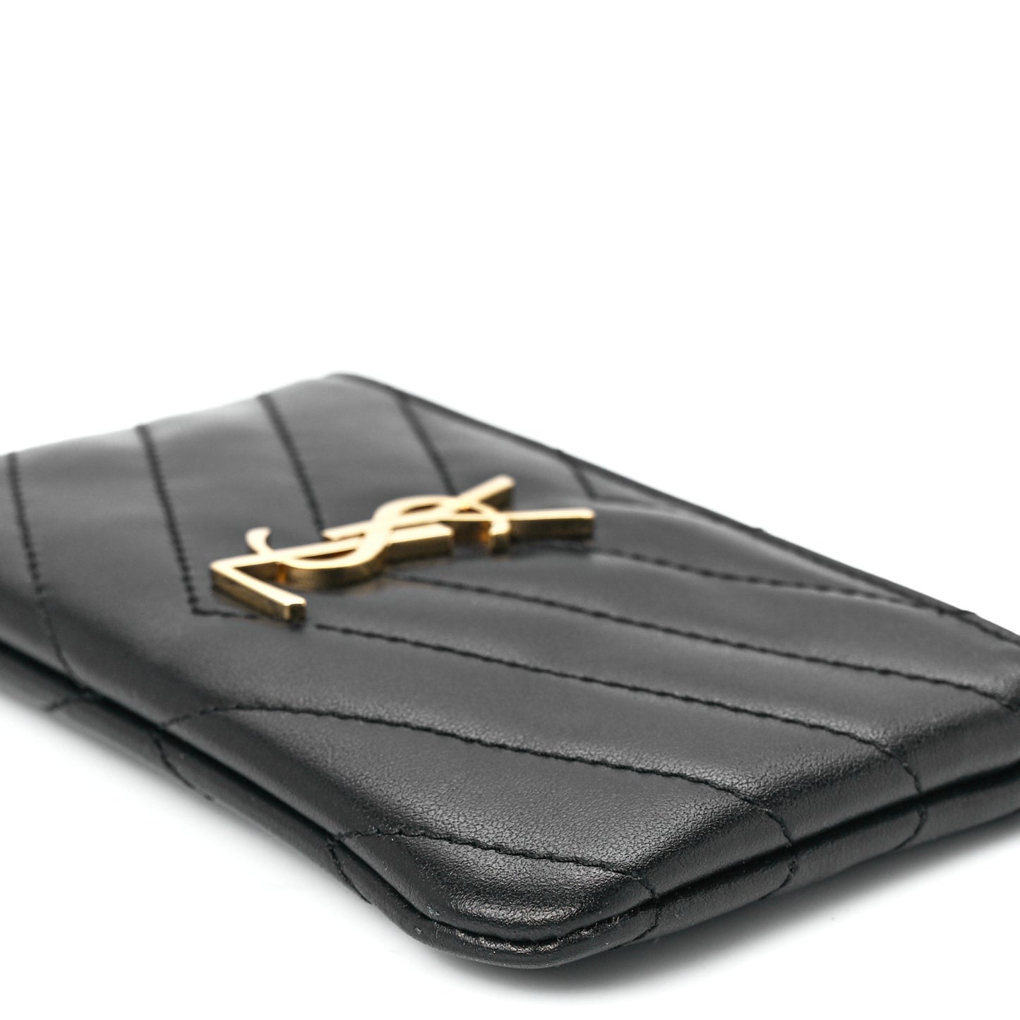 Calfskin Matelasse Monogram Key Pouch Black