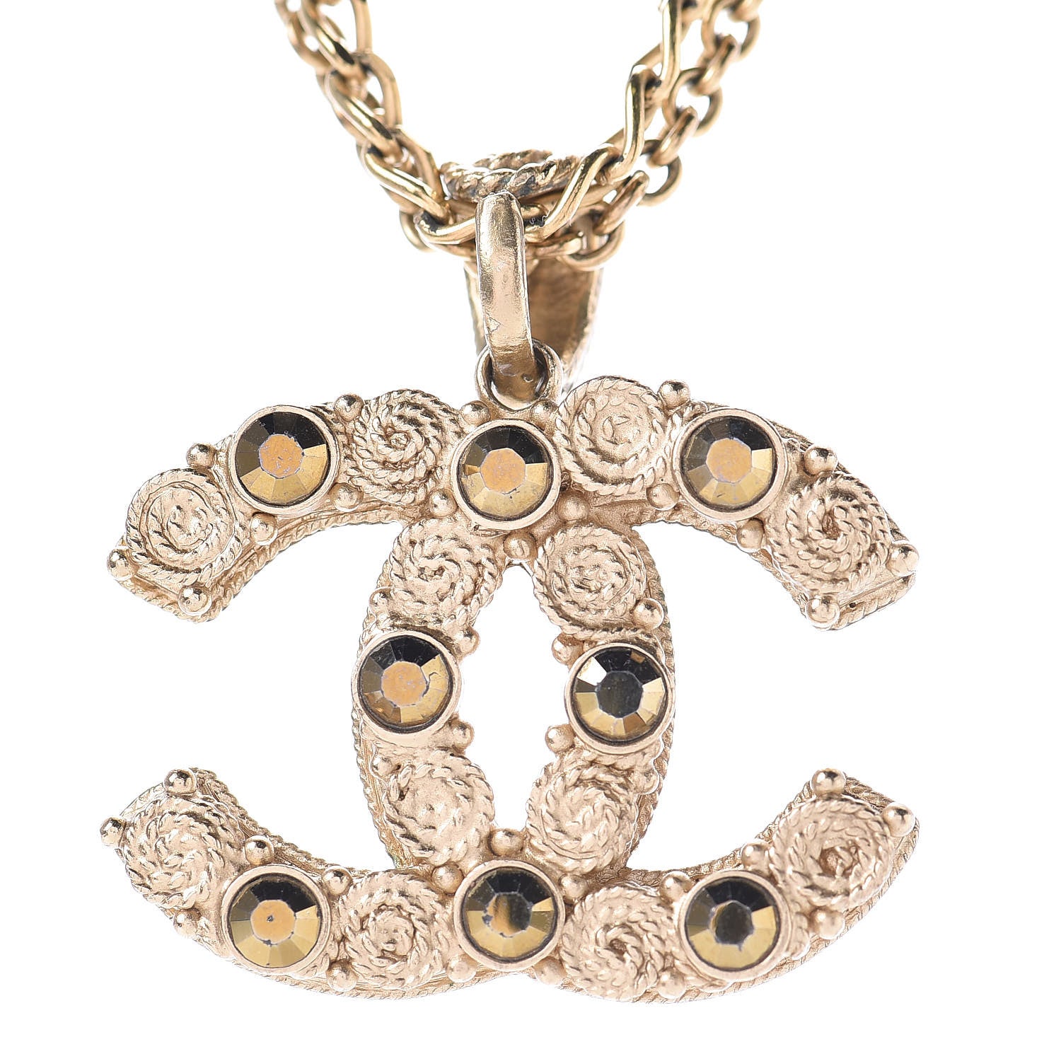 Chanel Crystal Pearl CC Chain Short Necklace Gold 4 of 6