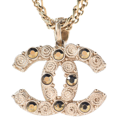 Chanel Crystal Pearl CC Chain Short Necklace Gold 4 of 6