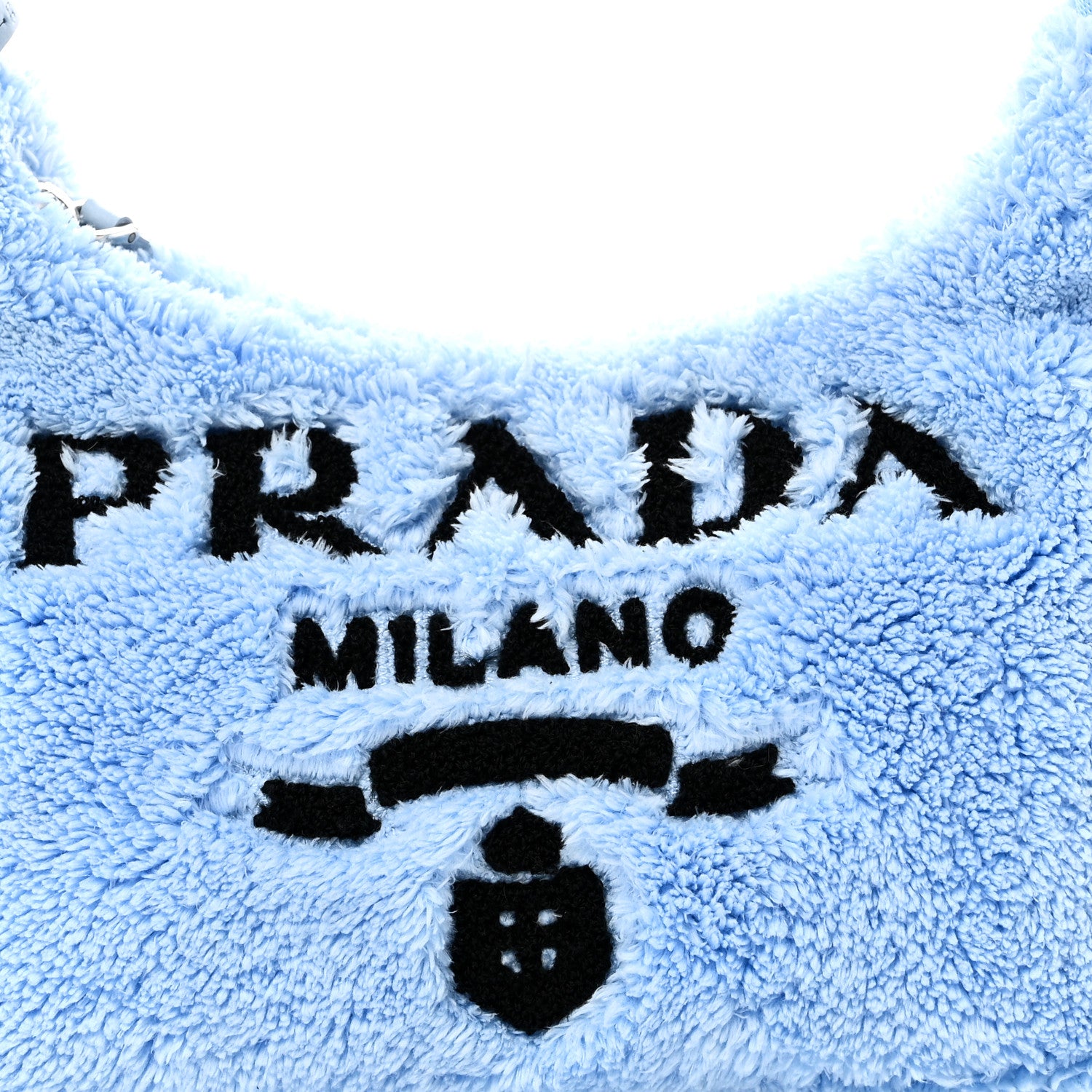 Prada Terry Cloth Mini Re-Edition 2000 Bag Celeste Black 7 of 9