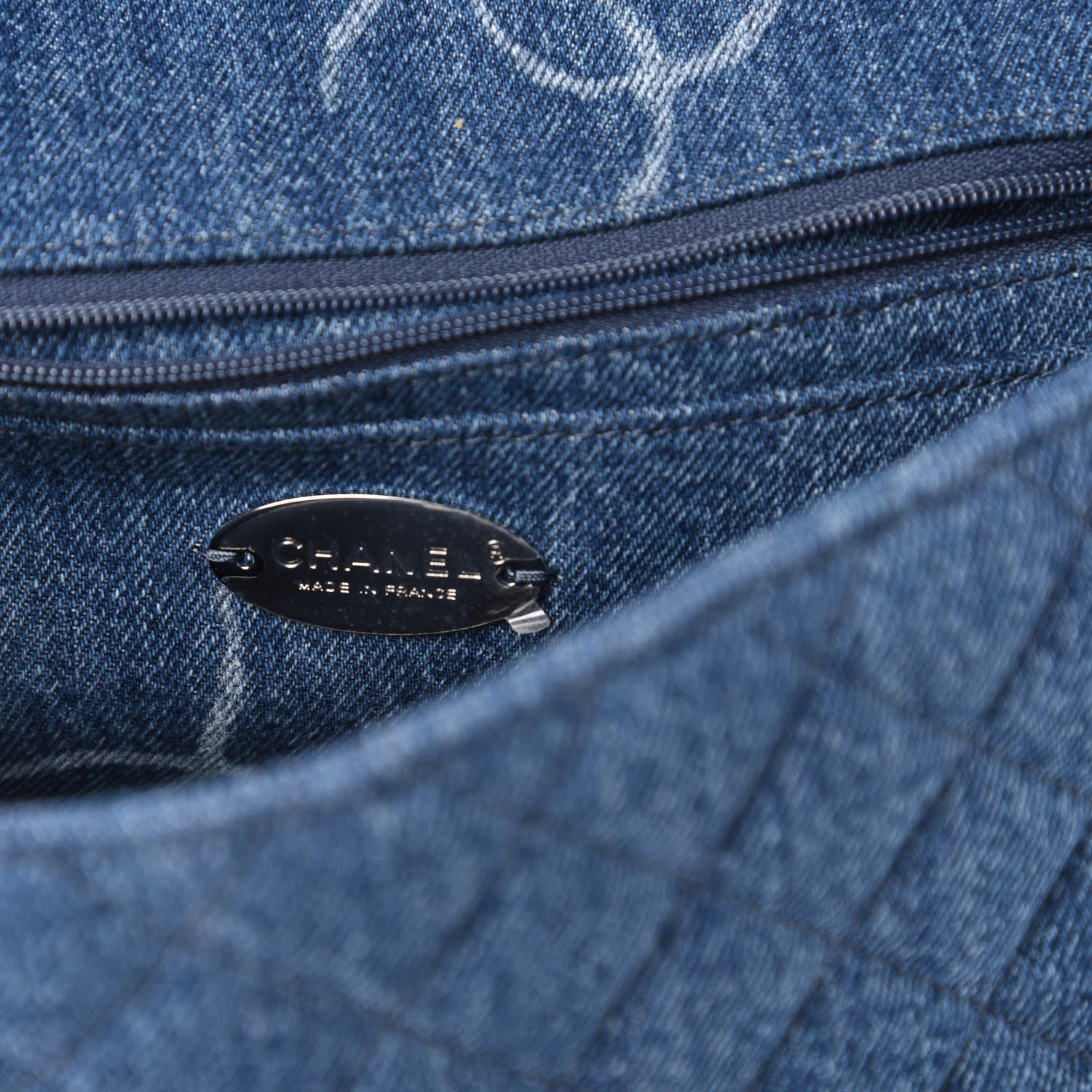 Chanel Denim Quilted CC Print Medium Single Flap Blue 9 of 11