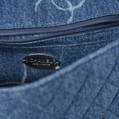 Chanel Denim Quilted CC Print Medium Single Flap Blue 9 of 11