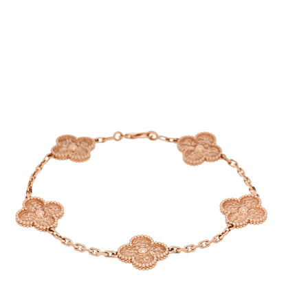 Van Cleef & Arpels 18K Rose Gold 5 Motifs Vintage Alhambra Bracelet 1 of 4