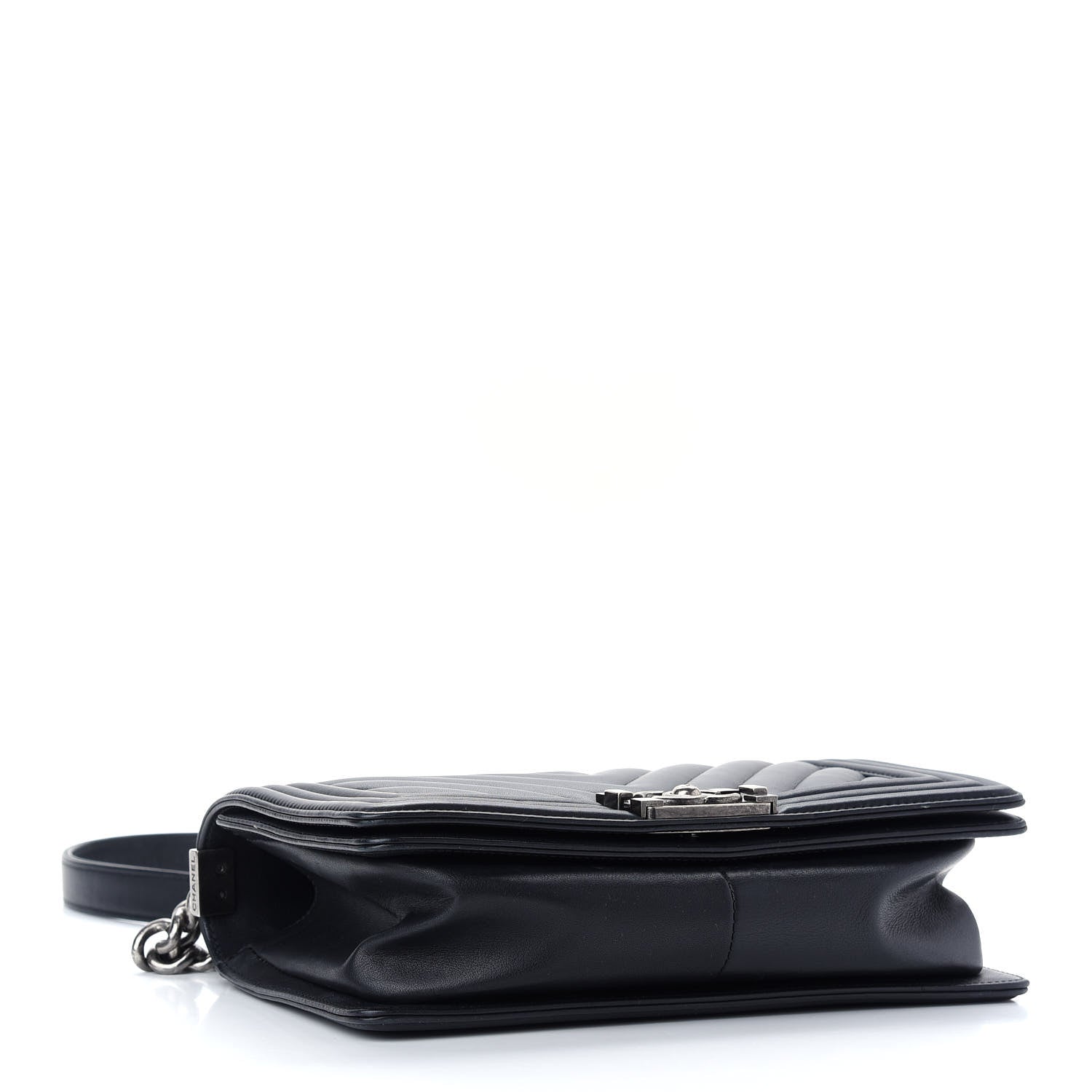 Chanel Calfskin Chevron Quilted Medium Boy Flap Black 4 of 10