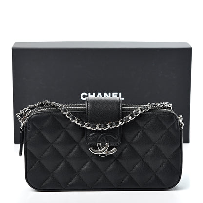 Chanel Goatskin Quilted CC Box Clutch With Chain Black 11 of 11