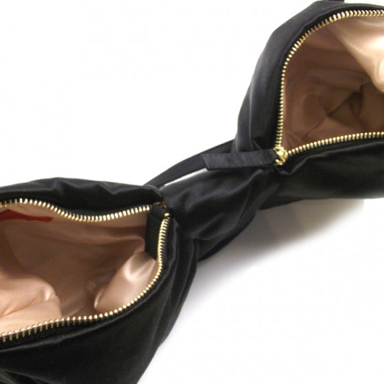 Satin Noeud d'Amour Bow Clutch Black