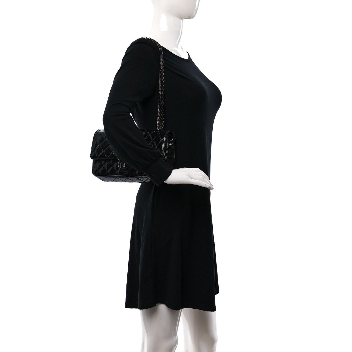 Patent Calfskin Quilted 2.55 Reissue 225 Flap So Black