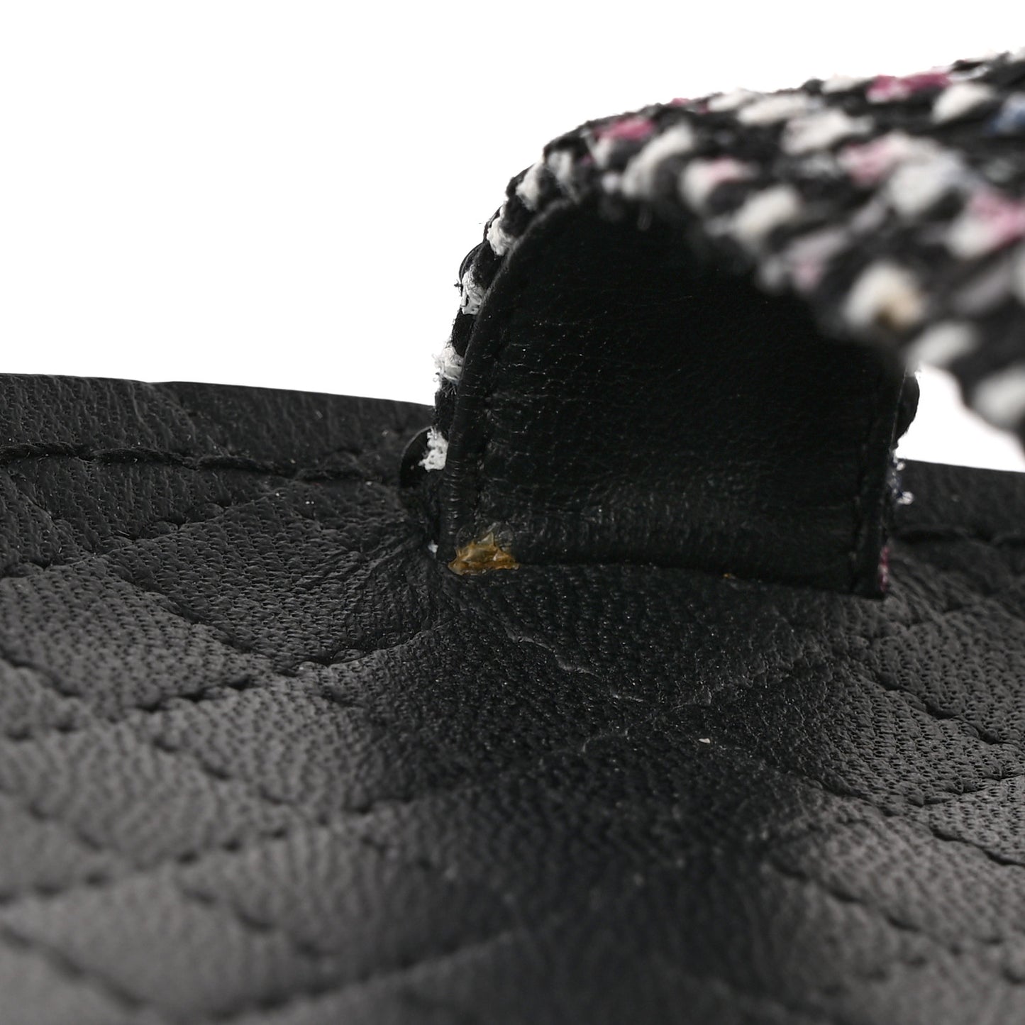 Tweed Lambskin Dad Sandals 38.5 Black White