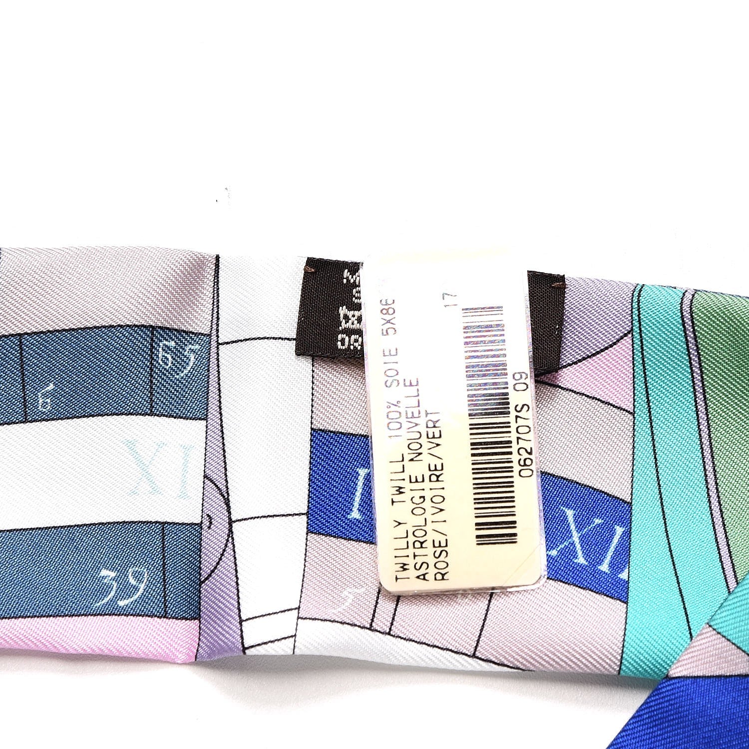 Hermes Silk Astrologie Nouvelle Twilly Rose Ivory Vert 3 of 6