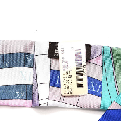 Hermes Silk Astrologie Nouvelle Twilly Rose Ivory Vert 3 of 6
