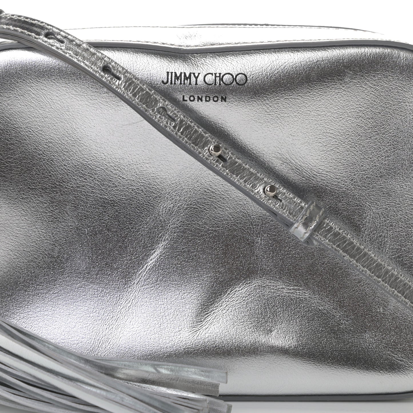 Metallic Calfskin Athini Camera Bag Silver