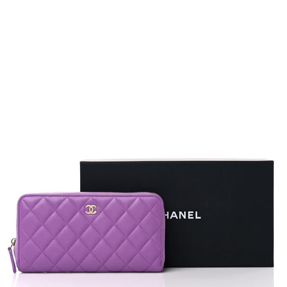 Chanel Caviar Quilted Large Gusset Zip Around Wallet Purple 14 of 14