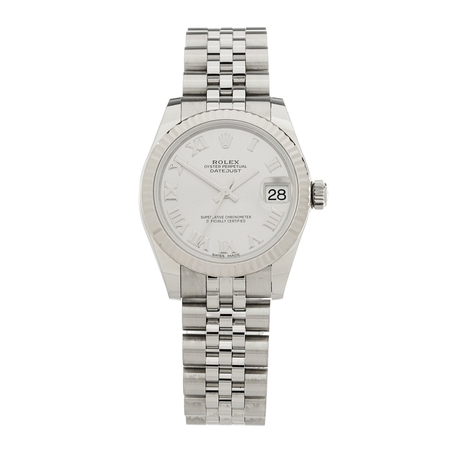 Stainless Steel 18K White Gold 31mm Oyster Perpetual Datejust Watch Silver Roman 178274