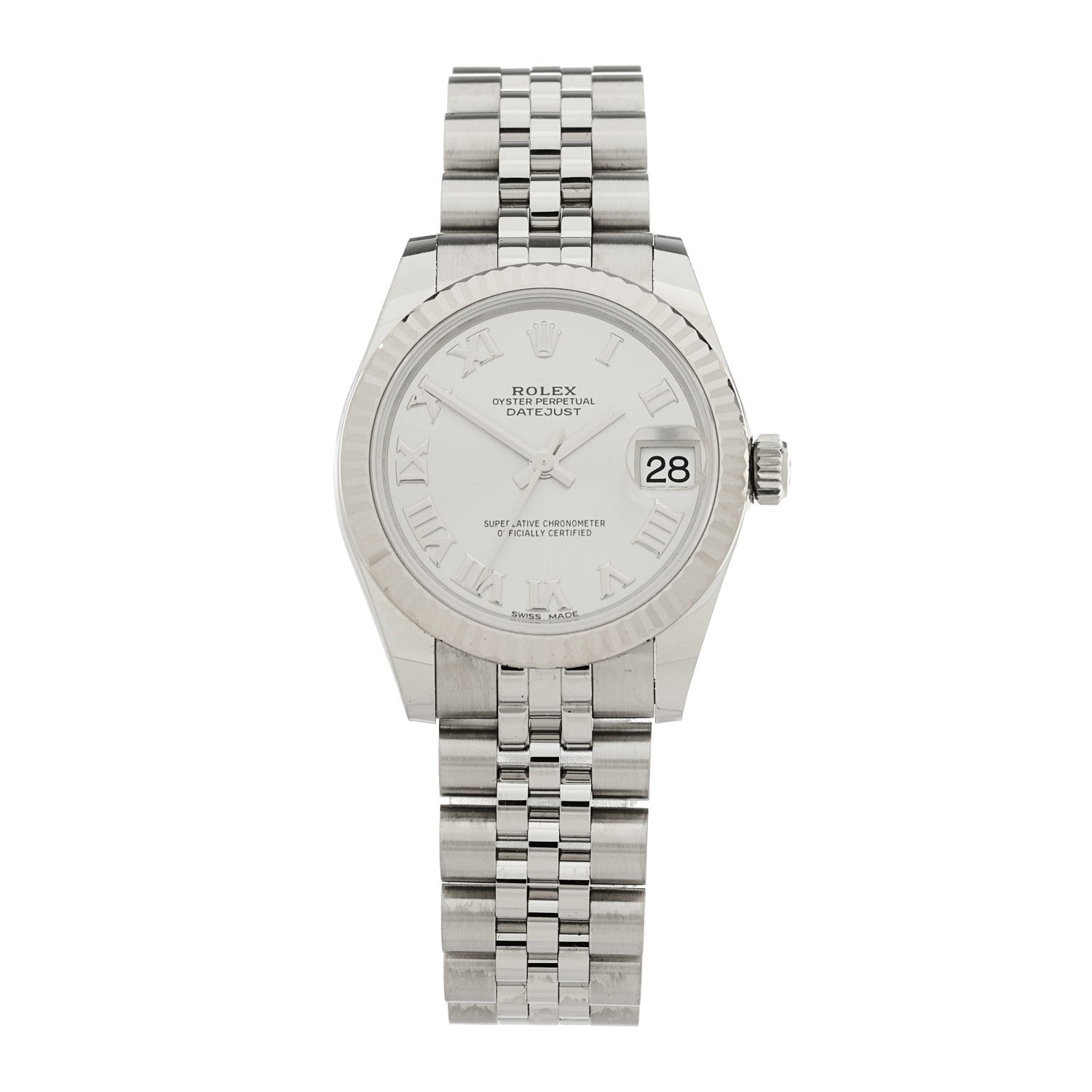 Rolex Stainless Steel 18K White Gold 31mm Oyster Perpetual Datejust Watch Silver Roman 178274 1 of 5