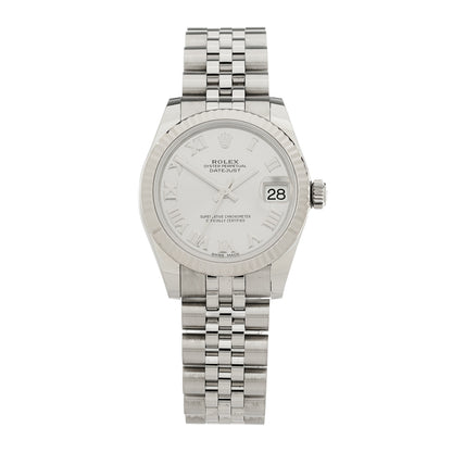 Rolex Stainless Steel 18K White Gold 31mm Oyster Perpetual Datejust Watch Silver Roman 178274 1 of 5