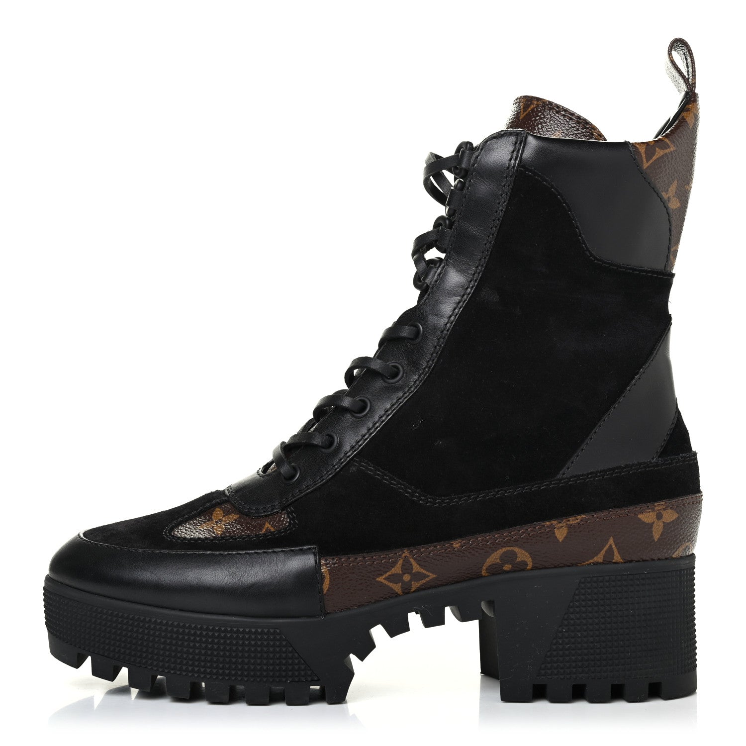 Louis Vuitton Suede Calfskin Monogram Laureate Platform Desert Boots 39.5 Black 1 of 4