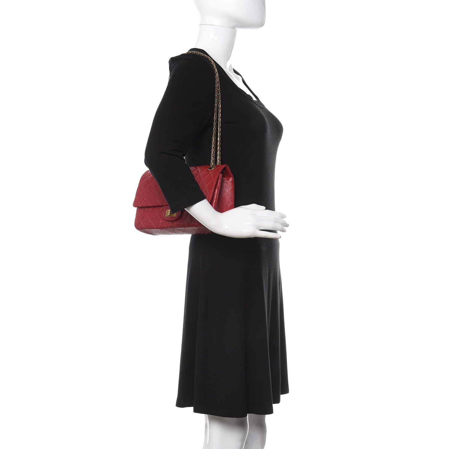Chanel Aged Calfskin Quilted 2.55 Reissue 225 Flap Red 2 of 12