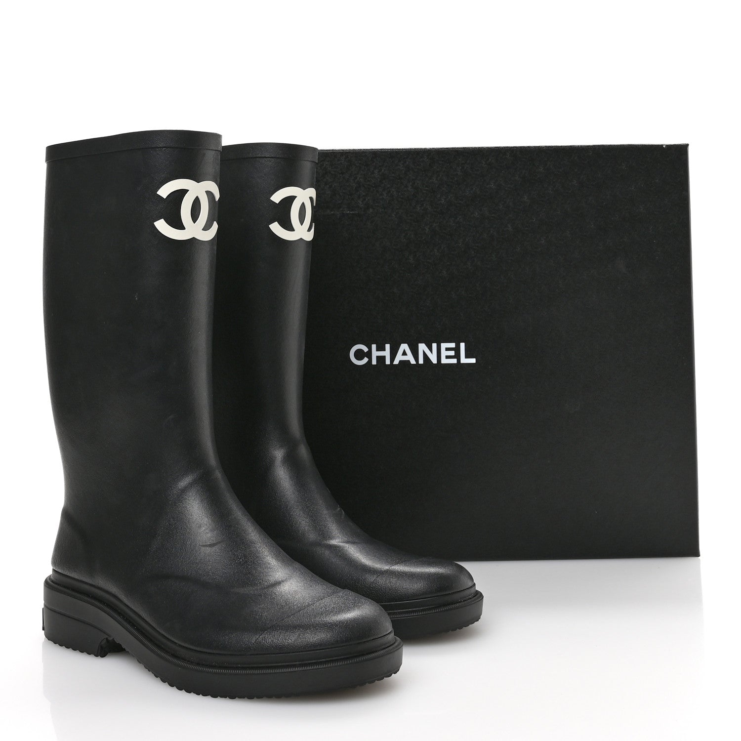 Chanel Caoutchouk CC High Boots 38 Black 9 of 9