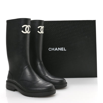 Chanel Caoutchouk CC High Boots 38 Black 9 of 9