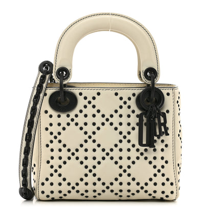 Christian Dior Ultra Matte Calfskin Studded Mini Supple Lady Dior White Black 1 of 11