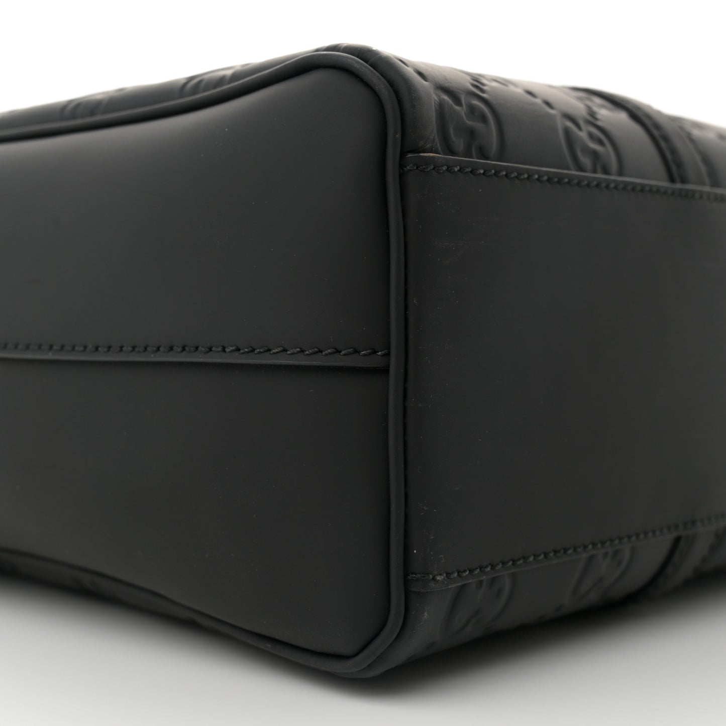 Calfskin Rubber Effect Tall Convertible Tote Black