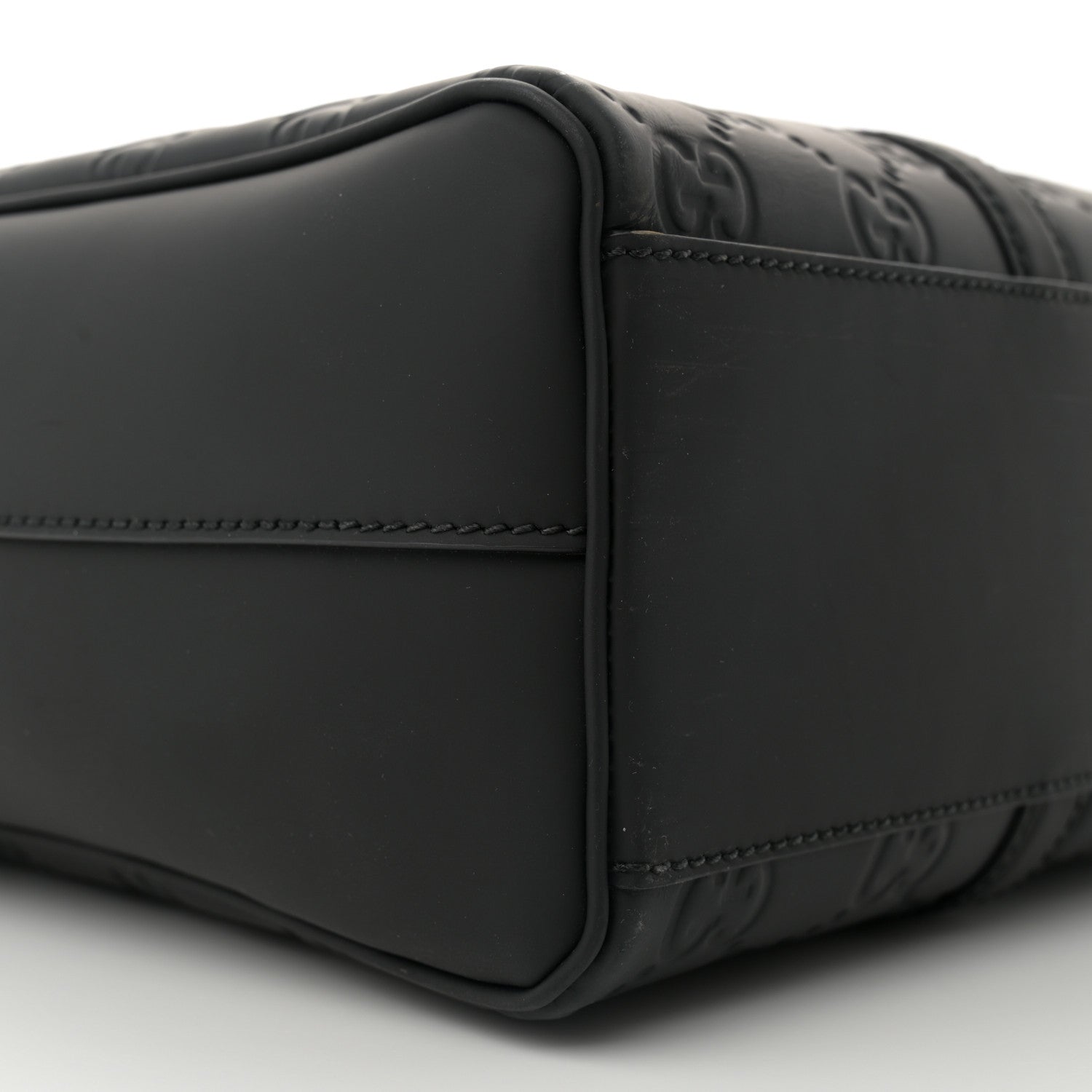 Gucci Calfskin Rubber Effect Tall Convertible Tote Black 9 of 10