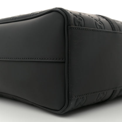 Gucci Calfskin Rubber Effect Tall Convertible Tote Black 9 of 10