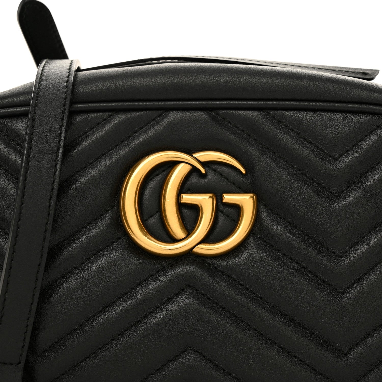 Gucci Calfskin Matelasse Small GG Marmont Chain Shoulder Bag Black 8 of 12