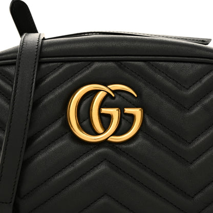 Gucci Calfskin Matelasse Small GG Marmont Chain Shoulder Bag Black 8 of 12